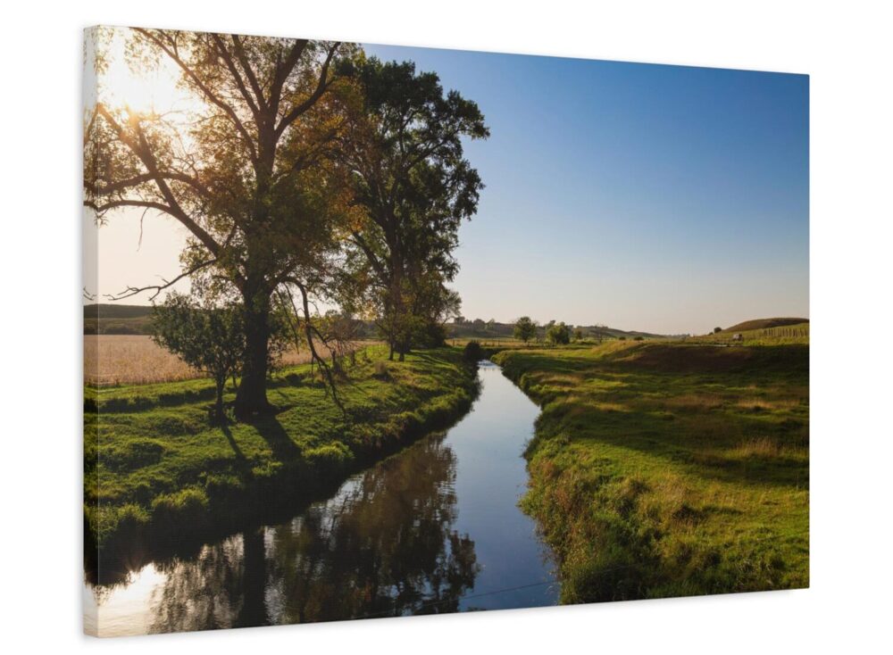 Minnesota Farm Landscape Art - Creek in Cottonwood County pasture - Sideview Canvas Print