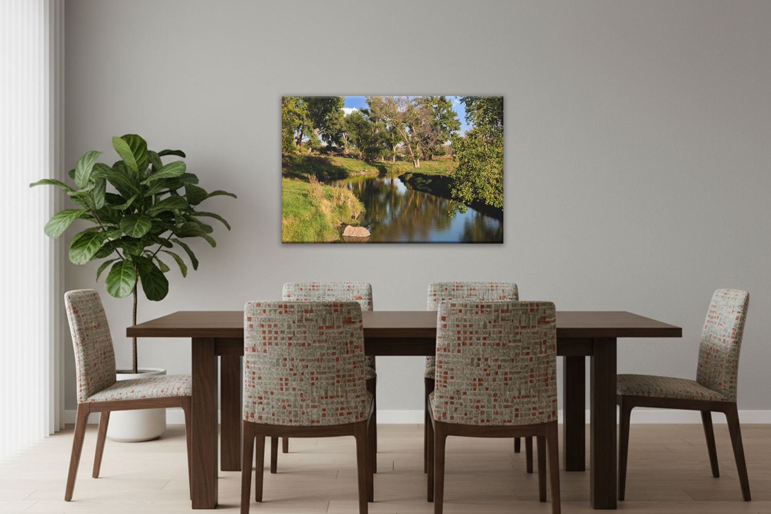 Southwestern Minnesota Prairie Art canvas print above dining room table.
