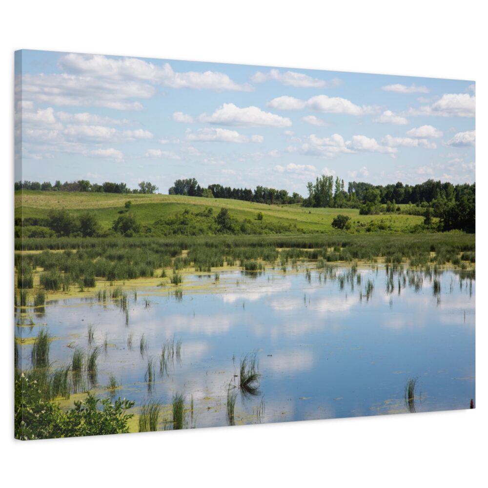 Wolf Lake Sky Reflections Sideview Canvas Print