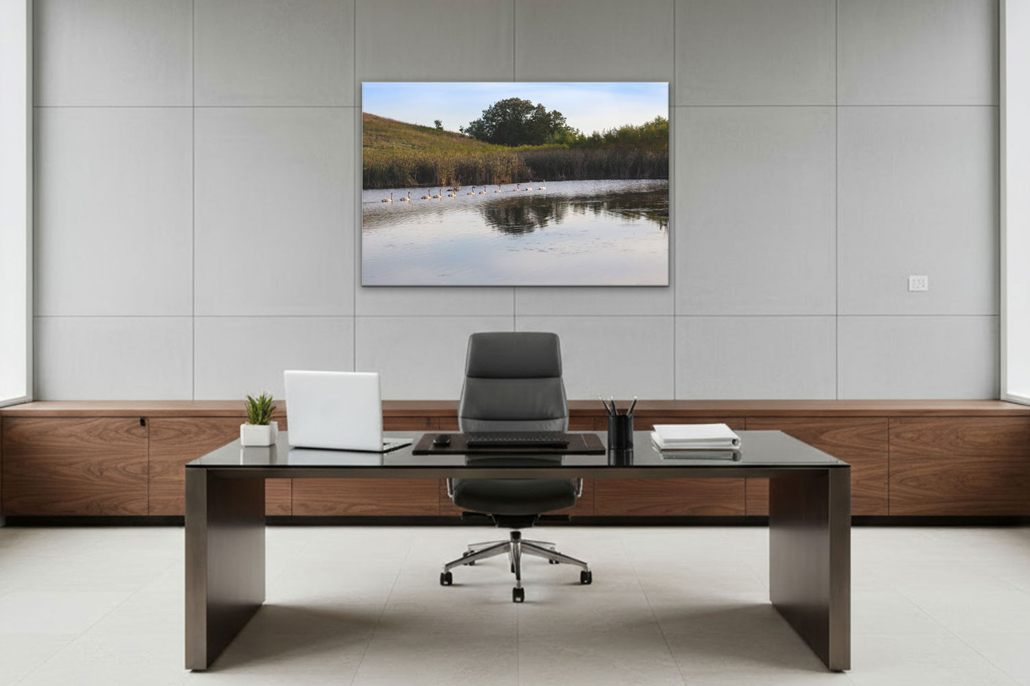Minnesota Wetland Nature Art - canvas print in modern office room