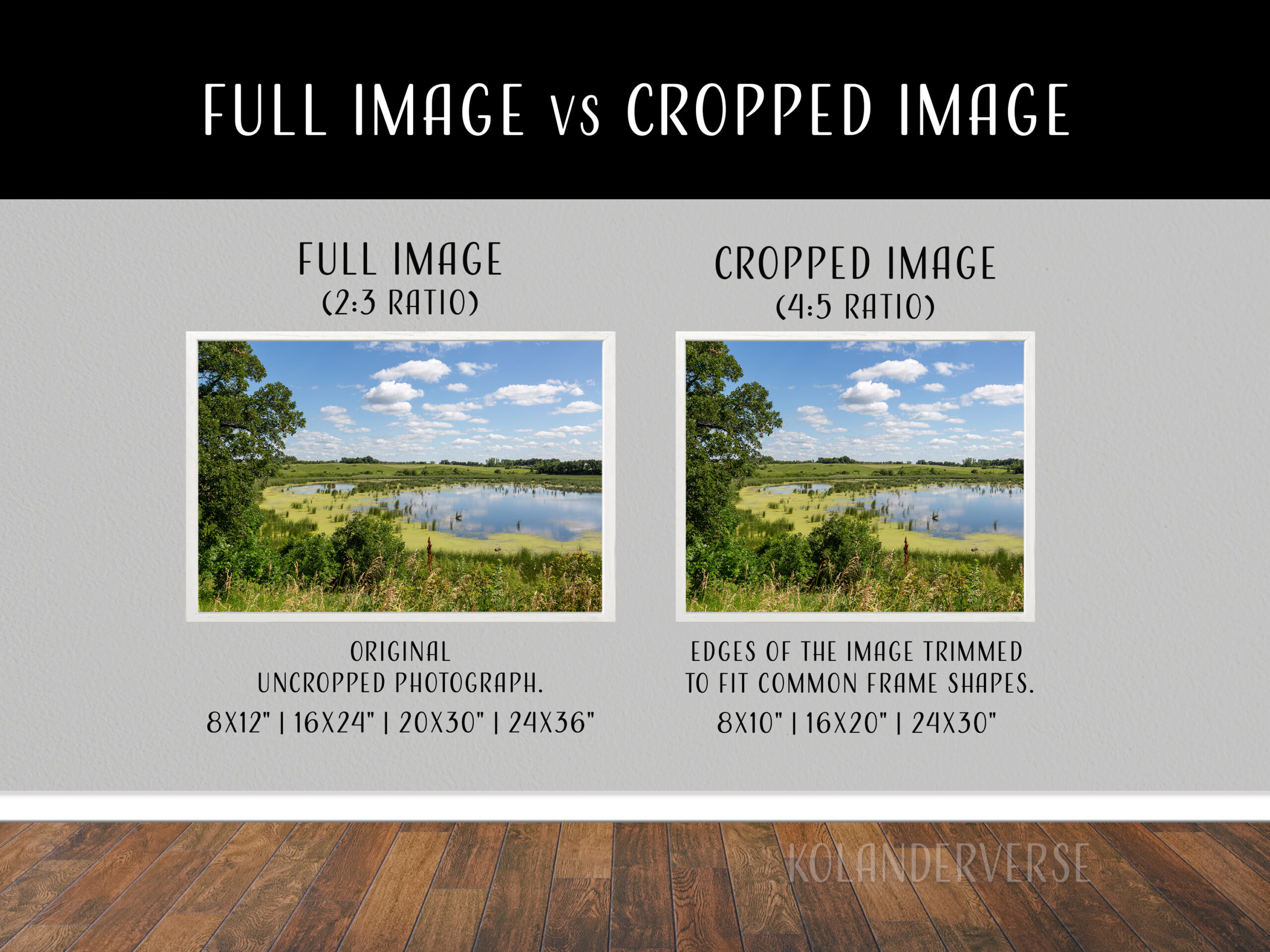 Wolf Lake Wetlands Summer Reflections, Minnesota Prairie Lakes Landscape 8 Comparing the full image (2:3 ratio) shape versus the trimmed 4:5 cropped version that is more square.